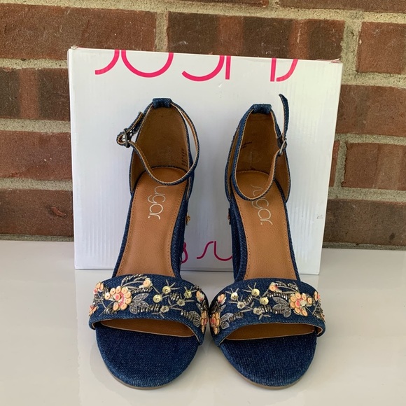 Sugar Women’s Slick Fabric Open Toe Casual Ankle Strap Sandals Size US 6 M NEW - Picture 4 of 10